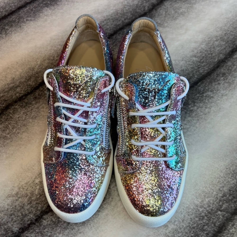 Giuseppe Zanotti Kepnir RW70005 Multi Rainbow Glitter Low Top Sneakers